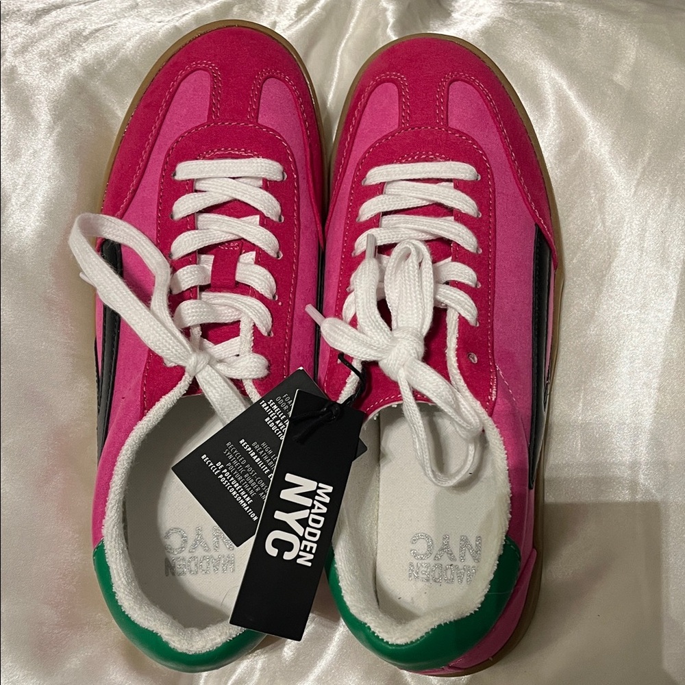 Steve Madden Vibrant Pink and Green Sneakers